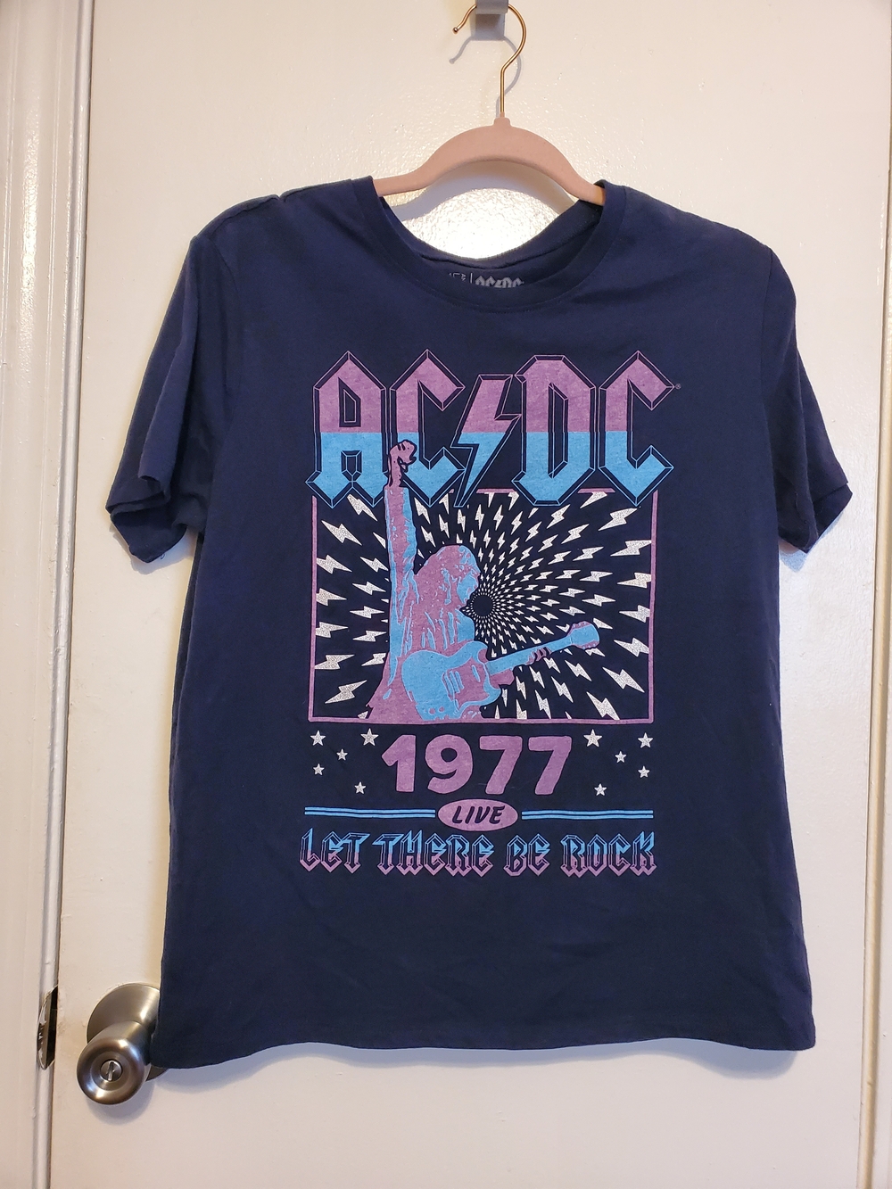 AC/DC  Navy '1977 Let There Be Rock' Graphic Tee